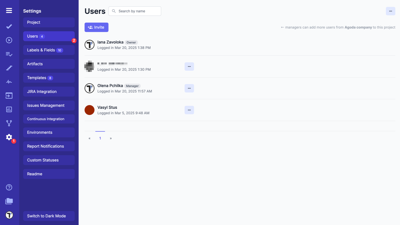 Testomatio - Users